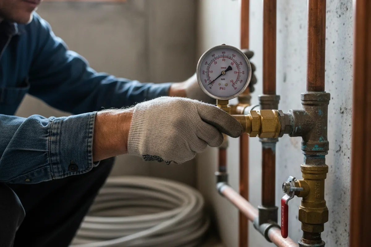 Pressure testing a repaired line during Water Line Repair in Represa